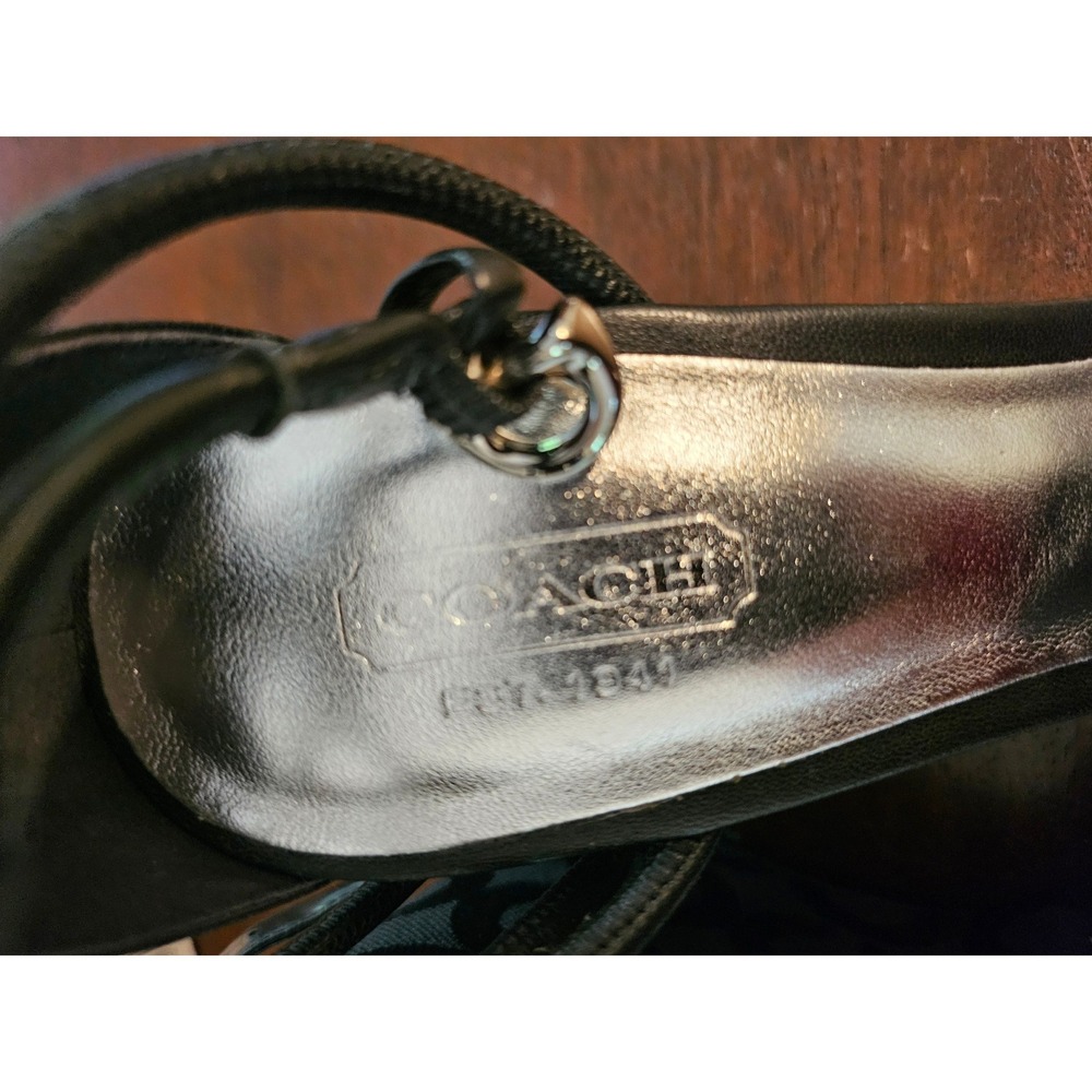 Coach Kinsey Soft Nappa Wedge Sandals Womens 7.5 Black Signature Jacquard A3577 - Picture 11 of 11